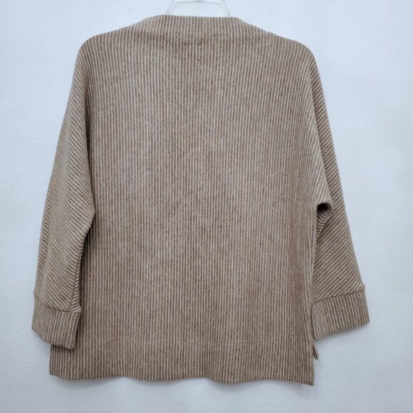 NIC+ZOE Boat Neck Dolman Sleeve Beige Ribbed Pullover Sweater Size Medium - Picture 5 of 10